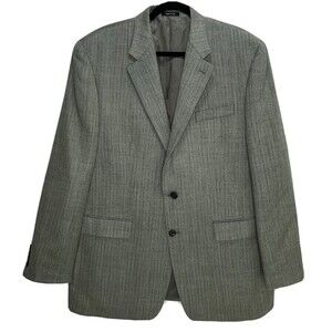 RALPH LAUREN MENS Sport Coat Blazer GRAY Herringbone SILK & WOOL 46L